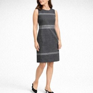 NWT Doncaster Gray Wool Houndstooth Sheath Dress Women's Sz 12 Lined Classic
